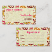ペイズリーの美容師のサロンのアポイントメント 予約カード (正面/裏面)