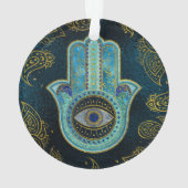 ペイズリーの背景が付いているHamsa装飾的な手 オーナメント (裏面)