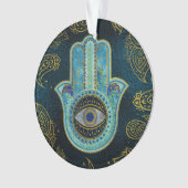 ペイズリーの背景が付いているHamsa装飾的な手 オーナメント (正面)