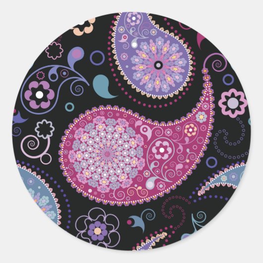 ペイズリーの背景シール ラウンドシール (正面)