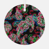 ペイズリーの花のパターン、民族背景。 ガラスオーナメント (裏面)