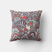 ペイズリーの花の落書きパターン クッション (裏面)