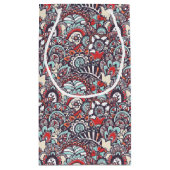 ペイズリーの花の落書きパターン スモールペーパーバッグ (裏面)