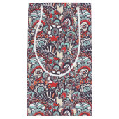 ペイズリーの花の落書きパターン スモールペーパーバッグ (正面)