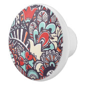 ペイズリーの花の落書きパターン セラミックノブ (右)