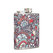 ペイズリーの花の落書きパターン フラスク (右)