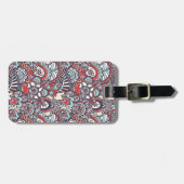 ペイズリーの花の落書きパターン ラゲッジタグ (正面横)