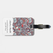 ペイズリーの花の落書きパターン ラゲッジタグ (裏面横)