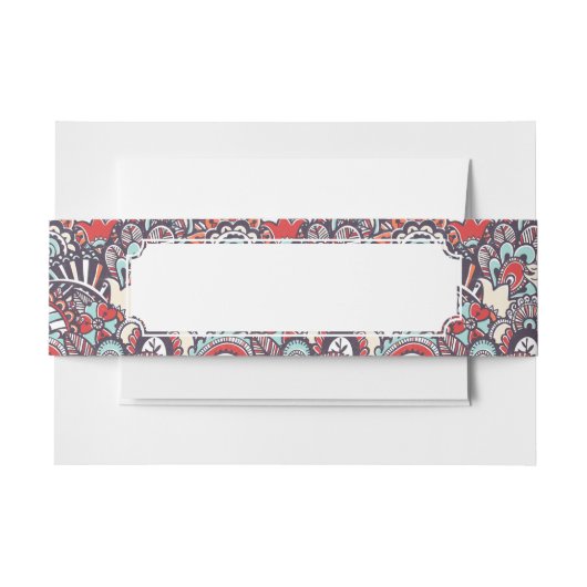 ペイズリーの花の落書きパターン 招待状ベリーバンド (正面例)