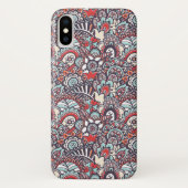 ペイズリーの花の落書きパターン Case-Mate iPhoneケース (裏面)