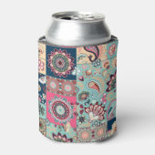 ペイズリーの花、パッチワークの背景、ヴィンテージ。 缶クーラー (缶正面)