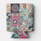 ペイズリーの花、パッチワークの背景、ヴィンテージ。 缶クーラー (裏面)