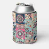 ペイズリーの花、パッチワークの背景、ヴィンテージ。 缶クーラー (缶裏面)