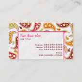ペイズリーの足のプリントの名刺 名刺 (裏面)
