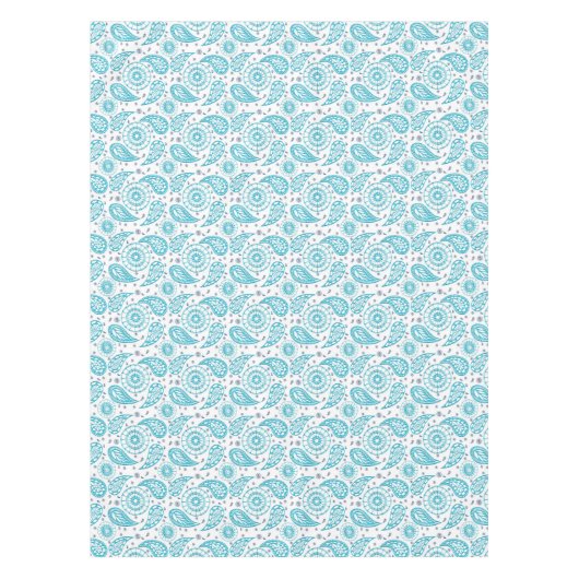 ペイズリーの青く継ぎ目が無いパターン テーブルクロス (正面)