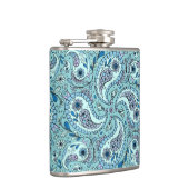 ペイズリーの鳥の赤ちゃん青 フラスク (右)