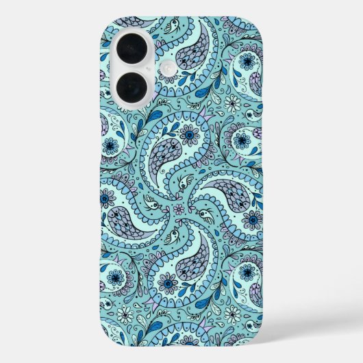 ペイズリーの鳥の赤ちゃん青 Case-Mate iPhoneケース (裏面)