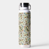 ペイズリーの鳥は黄色、茶色、白 ウォーターボトル (背面)
