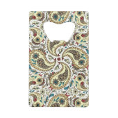 ペイズリーの鳥は黄色、茶色、白 クレジットカード栓抜き (裏面)