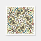 ペイズリーの鳥は黄色、茶色、白 スタンダードカクテルナプキン (正面)