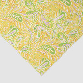 ペイズリーの黄色の緑および紫色パターン 薄葉紙 (詳細)