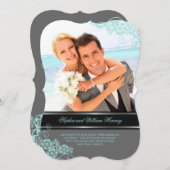 ペイズリーのBohoの花のヴィンテージのシックな写真の結婚式 招待状 (正面/裏面)