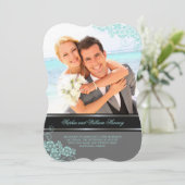 ペイズリーのBohoの花のヴィンテージのシックな写真の結婚式 招待状 (スタンド正面)