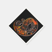 ペイズリーべっ甲オレンジブラックボホ スタンダードカクテルナプキン (角)