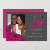 ペイズリーアステカ写真日付の保存暗い赤紫色 セーブザデート (正面/裏面)