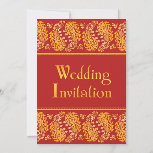 ペイズリーインディアン結婚ズフラット招待状 招待状 (正面)