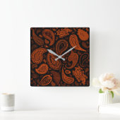 ペイズリーインラストバイジュリーエバハート スクエア壁時計 (ホーム)