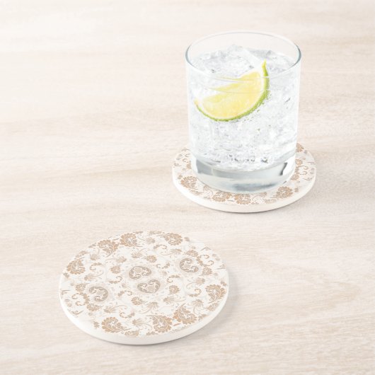 ペイズリーインBeigeエステモダンティックタンブラウン コースター (側面)