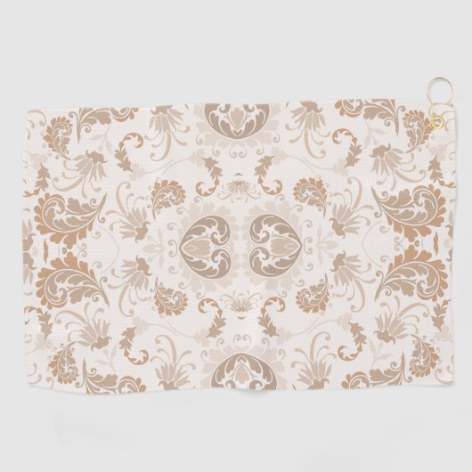 ペイズリーインBeigeエステモダンティックタンブラウン ゴルフタオル (横)