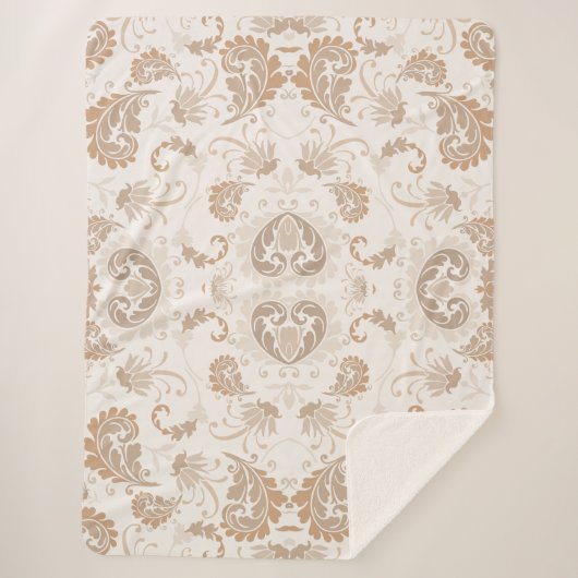 ペイズリーインBeigeエステモダンティックタンブラウン シェルパブランケット (正面)