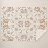 ペイズリーインBeigeエステモダンティックタンブラウン シェルパブランケット (正面(横))