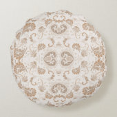 ペイズリーインBeigeエステモダンティックタンブラウン ラウンドクッション (裏面)