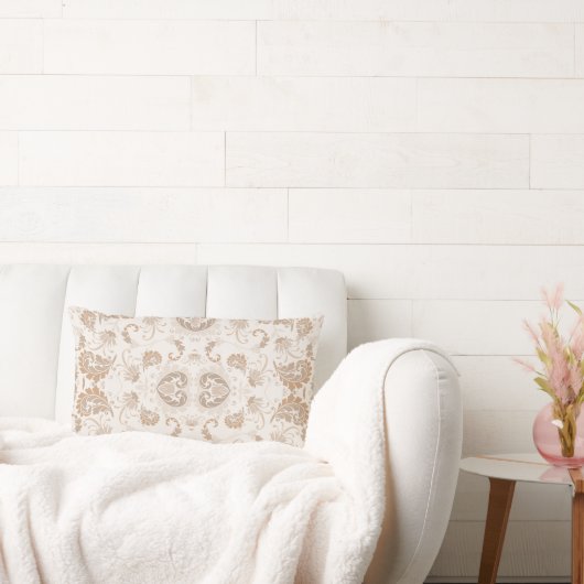 ペイズリーインBeigeエステモダンティックタンブラウン ランバークッション (ソファ)