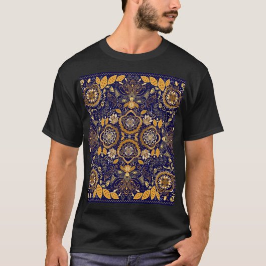 ペイズリーエレガンス：繊維デザインパターン Tシャツ (正面)
