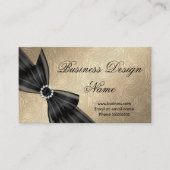 ペイズリーエレガントブラウン金ゴールドブラックダイヤモンドボウ 名刺 (正面)