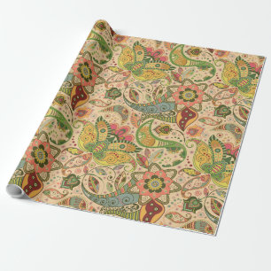 ペイズリーエレガント花包み紙 ラッピングペーパー