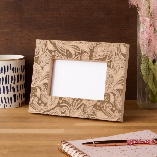 ペイズリーエレガント花柄 レーザー彫刻フレーム (左)