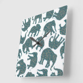 ペイズリーカスタムゾウがホワイトウォールクロックにディティジー スクエア壁時計 (傾斜)