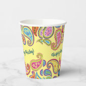ペイズリーカラフルかわいい1歳の誕生日キッズ 紙コップ (左)