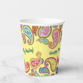 ペイズリーカラフルかわいい1歳の誕生日キッズ 紙コップ (右)