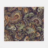 ペイズリーカラフル織物:民族ヴィンテージデザイン フリースブランケット (正面(横))