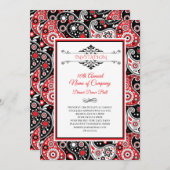ペイズリーカントリーエレガントウェスタンスタイルパーティー 招待状 (正面/裏面)