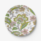 ペイズリーガーデンスタイル化フローラ刺繍 ペーパープレート (正面)