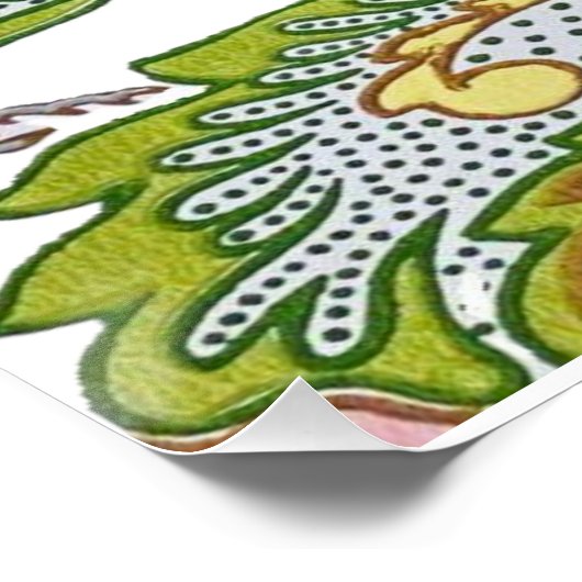 ペイズリーガーデンスタイル化フローラ刺繍 ポスター (コーナー)