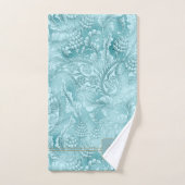 ペイズリーガーデンフローラモノグラムカデットブルー/金ゴールドID750 バスタオルセット (ハンドタオル)