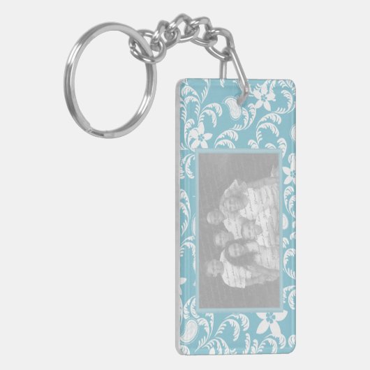 ペイズリーガーデンライトブルーフォトフレーム キーホルダー (正面左)